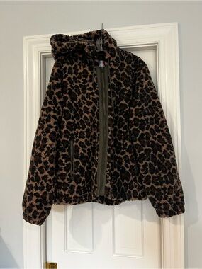 Urban Outfitters Leopard-Print Teddy Jacket